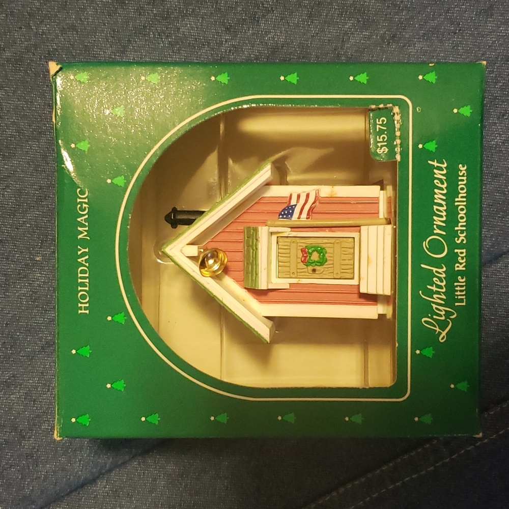 Hallmark 1985 Little Red Schoolhouse Lighted Holiday Christmas Ornament